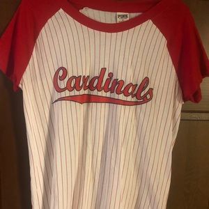PINK cardinals baseball tee